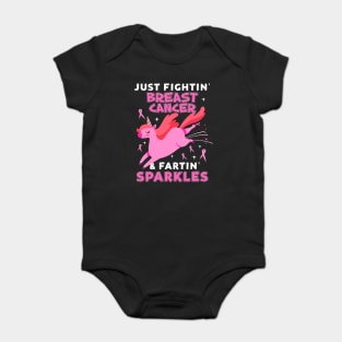 breast cancer funny unicorn farting sparkles Baby Bodysuit